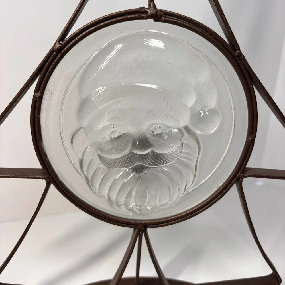 Nordic Scandinavia Holiday Decor Metal Christmas Tree Candle Holder Glass Santa